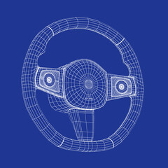 3D wire-frame model of a car steering wheel