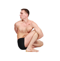 Obraz premium Man squatting pose exercise