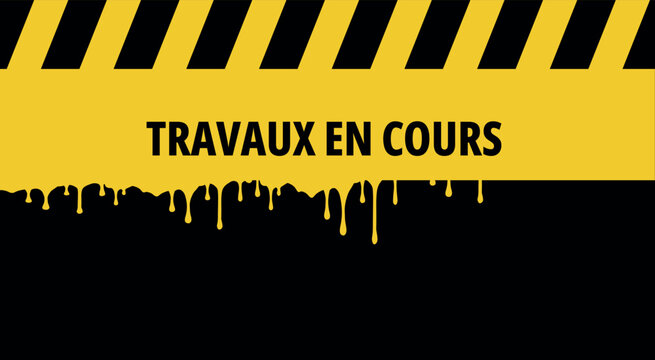 travaux en cours text on white background. work in progress in french language	