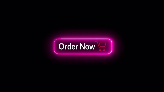 order now button animation on transparent background. Click on order now button with mouse cursor,online shopping click button, modern web interface with alpha channel in 4k.