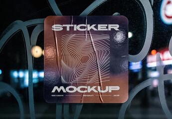 Vinyl Sticker Mockup on Glass