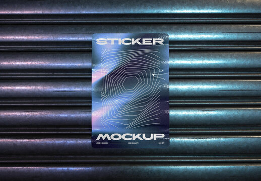 Sticker Mockup on Metal Shutter