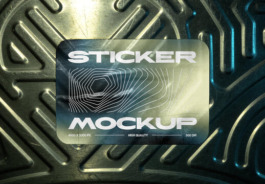 Sticker Mockup on Tread Plate