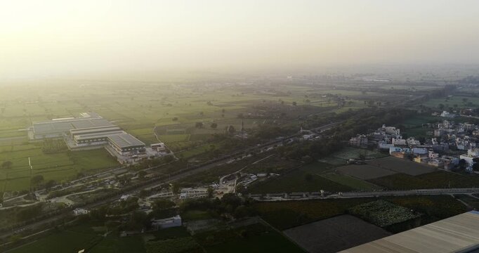 Aerial view of village in haryana, 4k footage