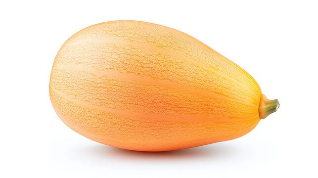 Whole fresh orange spaghetti squash isolated on a white background with a soft shadow