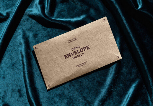 Envelope Mockup on Velvet Fabric