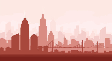Obraz premium City Skyline Silhouette Skyscrapers Urban Landscape.