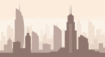 Fototapeta premium City Skyline Silhouette Modern Skyscrapers Urban Landscape.
