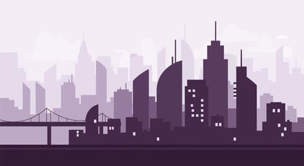 Fototapeta premium City Skyline Silhouette with Modern Buildings.