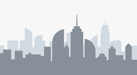 City Skyline Silhouette with Skyscrapers and Buildings.