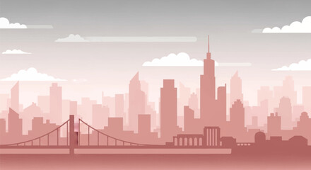 Obraz premium City Skyline with Bridge and Skyscrapers.