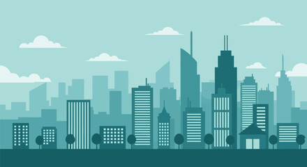 Fototapeta premium City Skyline with Modern Buildings and Skyscrapers.