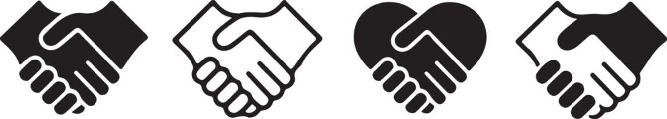 Obraz premium Black and white handshake in various styles symbol partnership 1