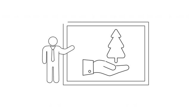 Sustainable Business Presentation - Hand Holding Tree Icon.