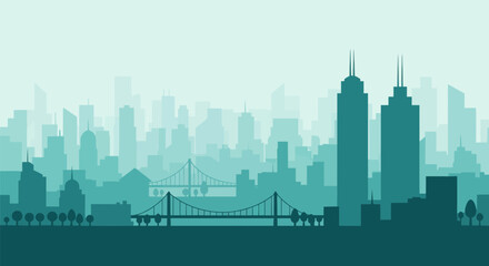 Obraz premium City Skyline with Tall Buildings Silhouette.