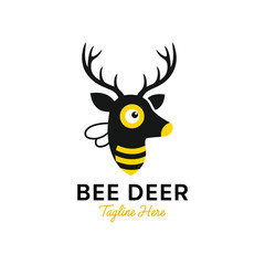 Fototapeta premium Creative Vector Illustration of a Hybrid Bee-Deer Animal Mascot for Logo Design