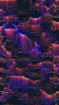Abstract pixel sorting effect with vibrant red and blue vertical lines against a dark backdrop.
