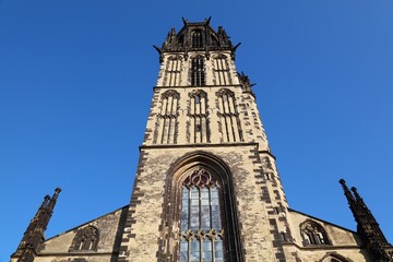 Duisburg city in Germany. Salvator Church (Salvatorkirche). Gothic landmark. Protestant church.