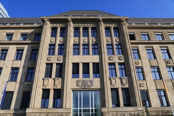 Obraz premium State Chancellery of North Rhine-Westphalia (German: Staatskanzlei des Landes Nordrhein-Westfalen), governmental building in Dusseldorf, Germany.