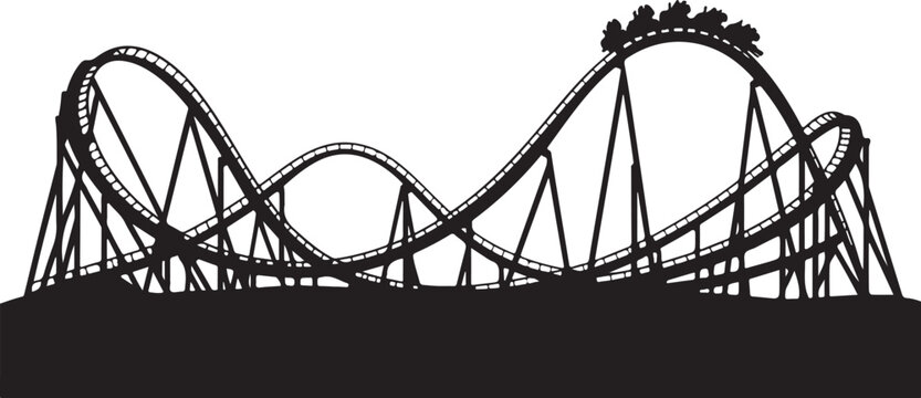 Black silhouette of a roller coaster on white background
