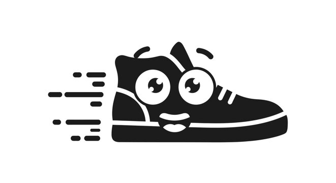 Cartoon sneaker with happy face.