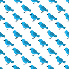 seamless blue bird pattern on a transparent background