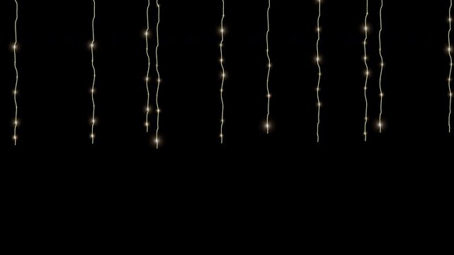 Loop Holiday Light Garland Strings &ndash; Glowing Light Overlay on Transparent Background with Alpha in 4k file