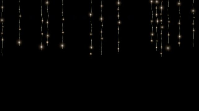 Loop Holiday Light Garland Strings &ndash; Glowing Light Overlay on Transparent Background with Alpha in 4k file