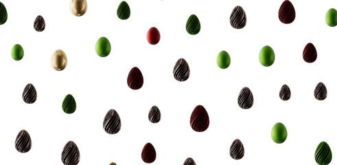 Seamless pattern of decorative Easter eggs in various colors and textures. Perfect for Easter related designs and backgr