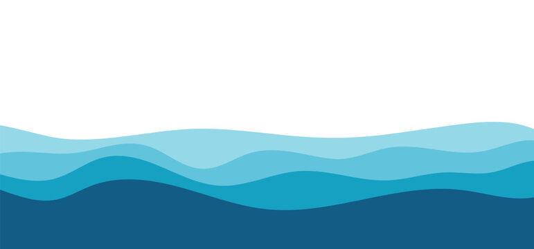 Abstract blue wave layers background. Minimal ocean style fluid design. Modern vector backdrop for banner presentation and web layout
