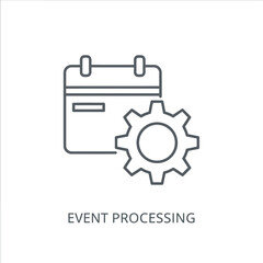 Obraz premium Event Processing Icon in Minimalist Style with Simple Line Art and Gear Symbol for Scheduling and Planning