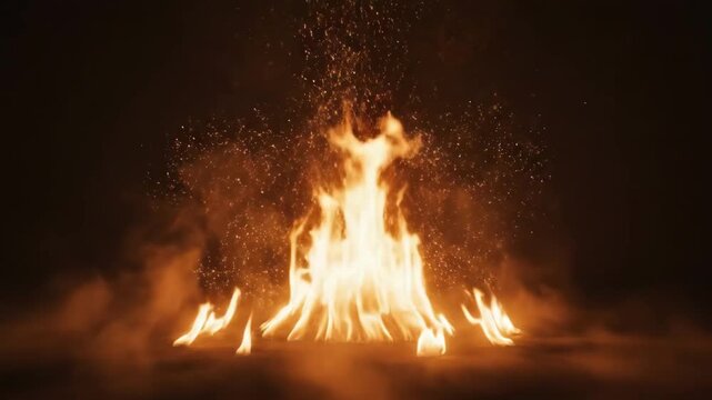 Cinematic Divine 4K Seamless Loop Bonfire with Fiery Embers & Mystical Smoke, Perfect for Worship Backgrounds, Sermons, and Spiritual Presentations