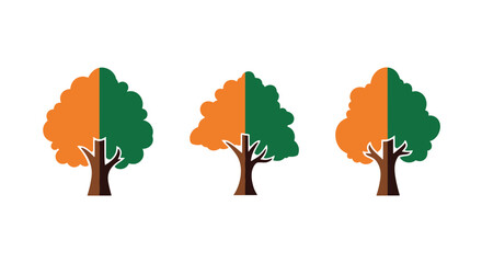 Silhouette tree Line soft tone color vector
