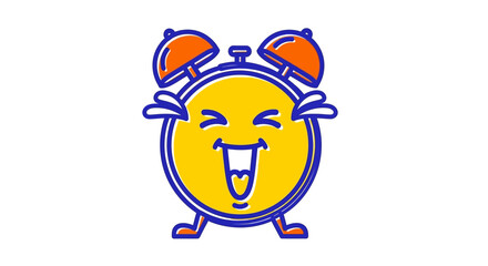 Naklejka premium Smiling Cartoon Alarm Clock Face Closeup.