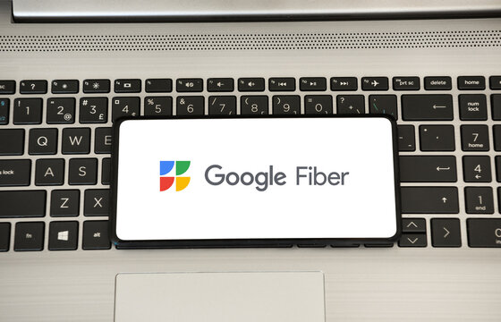 Google Fiber logo on a smartphone screen.  Link&ouml;ping, &Ouml;sterg&ouml;tland, Sweden. 03-02-2026. 