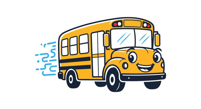 Smiling cartoon school bus vehicle.