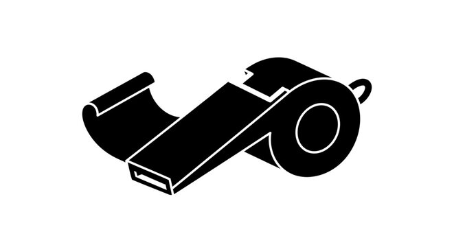 Black and white referee whistle.