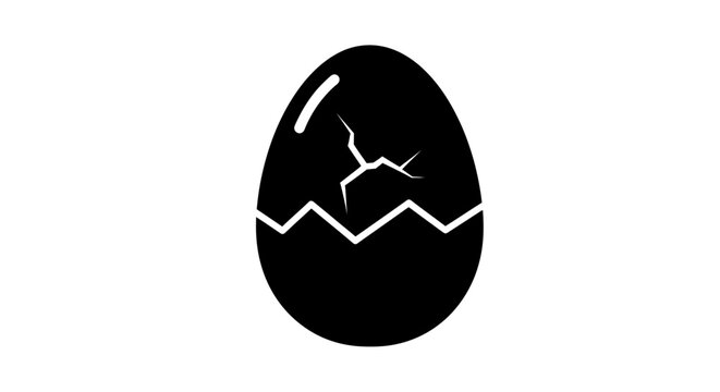 Black Easter egg with dinosaur.