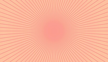 Soft coral pink sunburst background with radiating lines and vintage retro style design