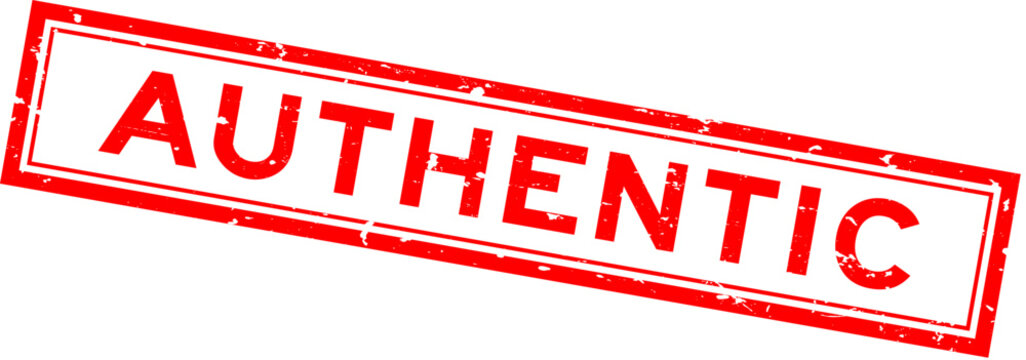 Grunge red authentic word rsquare ubber seal stamp on white background