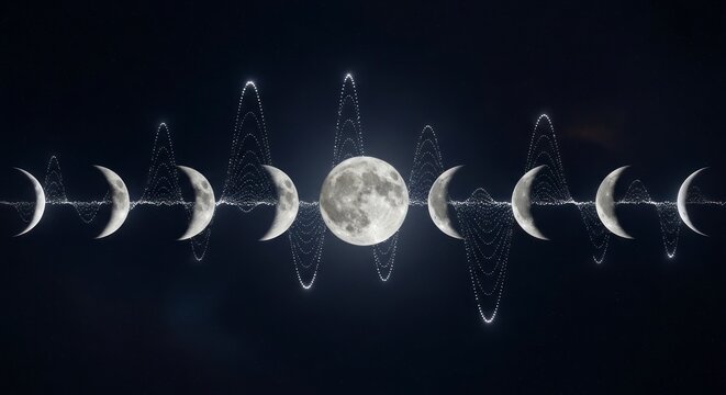 Lunar Cycle Phases in Space.