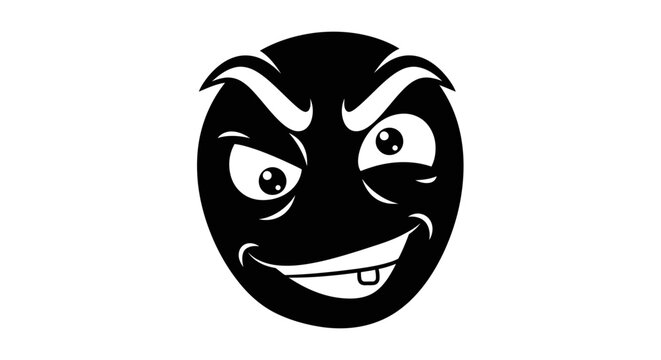 Black cartoon face with angry expression.