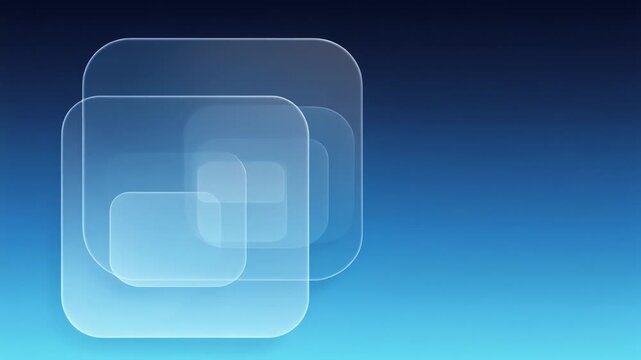 Abstract blue background with overlapping translucent rounded squares for modern digital design