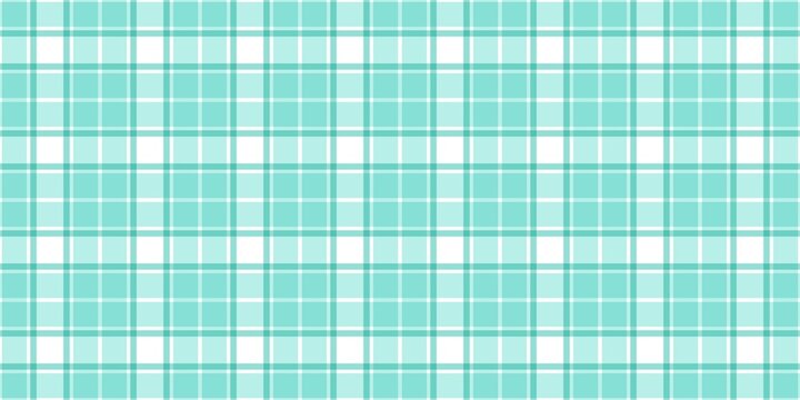 Seamless teal blue and white plaid pattern. Classic checkered tablecloth background. Minimalist turquoise tartan texture.