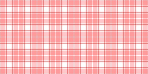 Light red and white plaid seamless pattern background. Classic red gingham textile texture, simple checkered fabric design.
