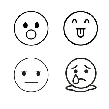 Four Different Emoji Expressions Showing Surprise, Playfulness, Indifference, and Sadness