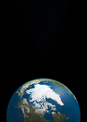 Greenland map on Planet Earth from space with copy space on black vertical background. Elements of this image furnished by NASA. © gizemg