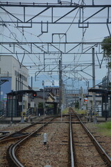 駅構内の線路と分岐路