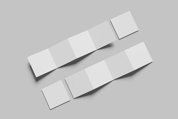 Square  Four fold brochure mockup © stock