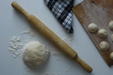 rolling pin and dough